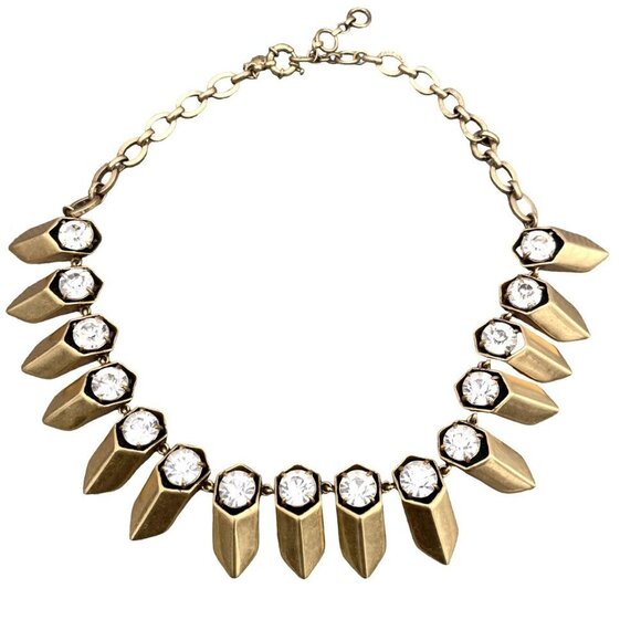J.Crew Faceted Crystals Arrowheads Chain Necklace Gold Tone 18-20 Inch - Picture 1 of 6